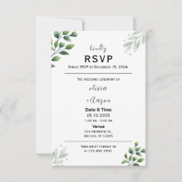Einladung der Boho Greenery RSVP Card