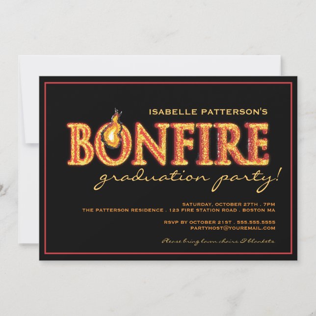 Einladung der Bonfire Flames Graduation Party (Vorderseite)