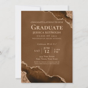 Einladung der Braun Gold Agate Foto Graduation Par