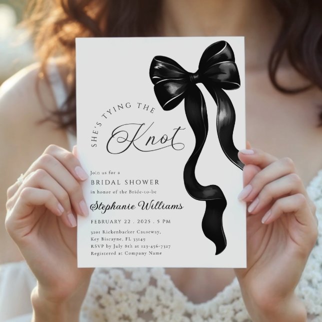 Einladung der Brautdusche "Black Bow Ribbon Bridal (Von Creator hochgeladen)