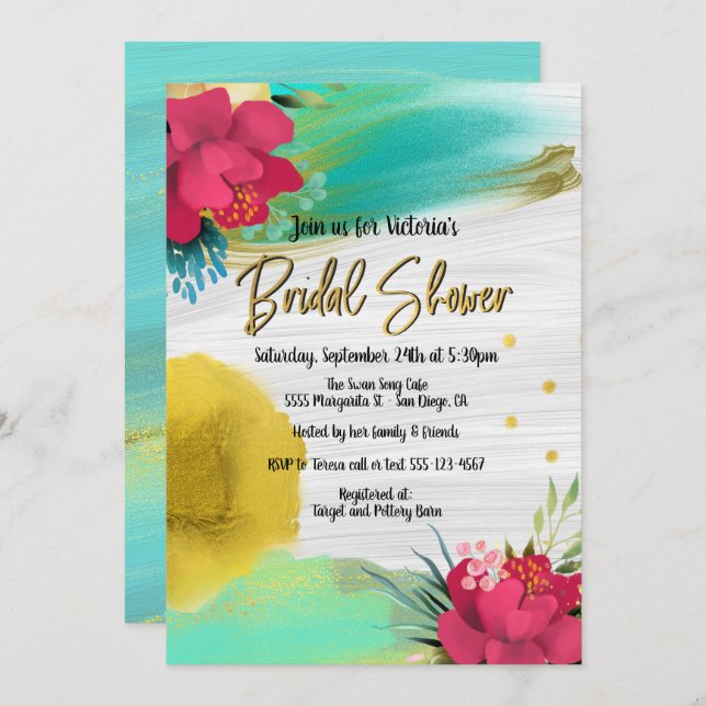 Einladung der Brautdusche des tropischen Ozeans (Vorne/Hinten)