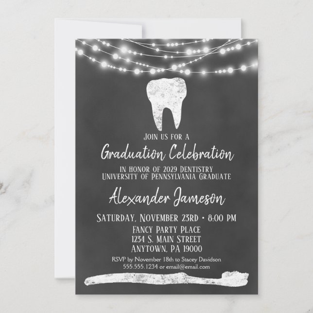Einladung der Chalkboard Dental Graduation Party (Vorderseite)