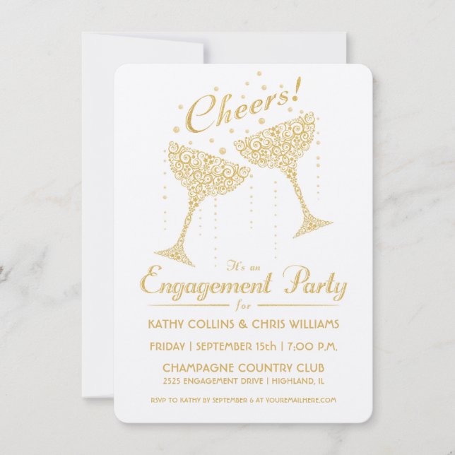 Einladung der Champagner Cheer Engagement Party (Vorderseite)