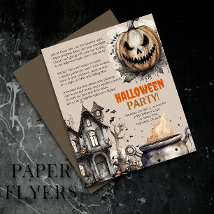 Einladung der Creepy Kürbislaterne Halloween Gedic Flyer