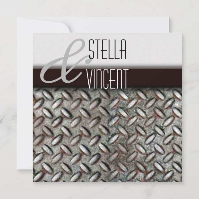 Einladung der Diamondplate Industrial Wedding (Vorderseite)