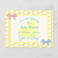 Einladung der Duckie Baby'Shower aus gelbem Gummi