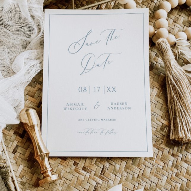 Einladung der Dusty Blue Hütte Save the Date Card (Von Creator hochgeladen)