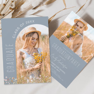 Einladung der Dusty Blue Wildblume Graduation Part