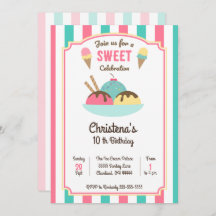 Einladung der Eiscreme Sundae Social Birthday Part