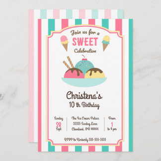 Einladung der Eiscreme Sundae Social Birthday Part