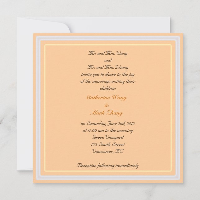 Einladung der Eltern von Braut und Bräutigam (Vorderseite)