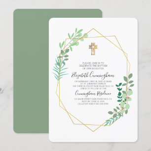 Einladung der geometrischen Foliage Gold Cross Bap