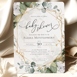 Einladung der geometrischen Green Gold Baby Dusche