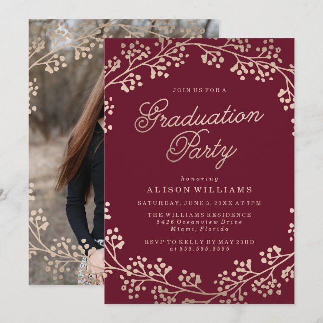 Einladung der Gilded Bronze Graduation Party (Vorne/Hinten)
