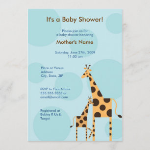 Einladung der Giraffe Babydusche - Blau