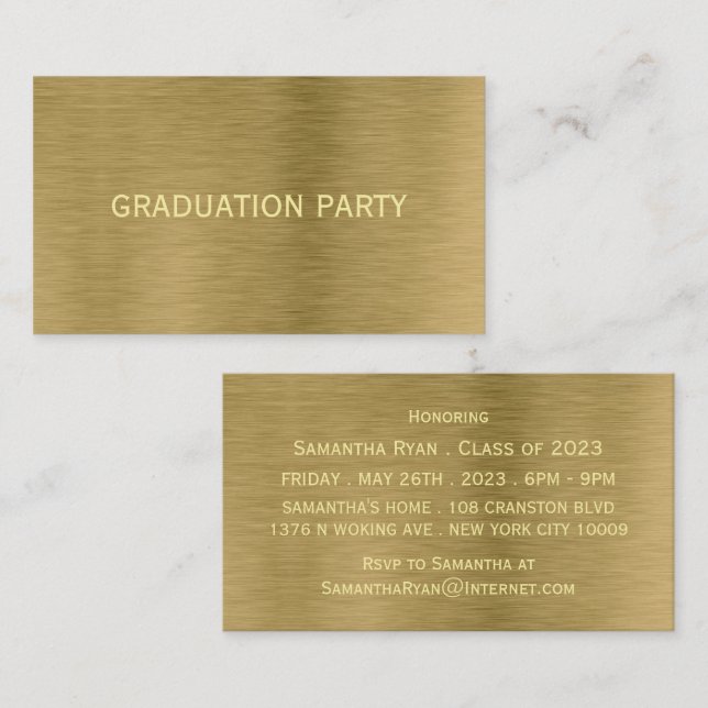 Einladung der Gold Metal Texture Graduation Party  (Vorne/Hinten)