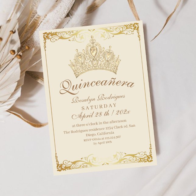 Einladung der Goldenen Krone von Quinceañera (Von Creator hochgeladen)