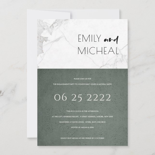EINLADUNG DER GRAY MARBLE ENGAGEMENT PARTEI URBAN  (Vorderseite)
