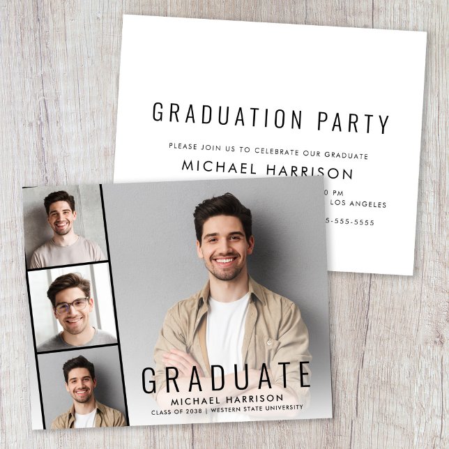 Einladung der Gruppe "Foto abstreiten" (Budget Photo Graduation Party Invitation)