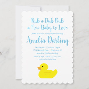 Einladung der Gummi Duck Baby Shower Scallop Edge