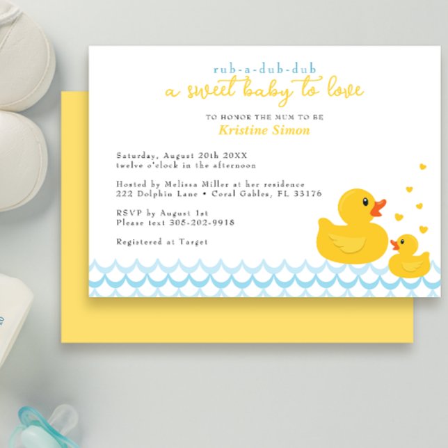 Einladung der Gummi Ducky Baby Duwer | Blaue Badew (rubber ducky a sweet baby to love baby shower invitation )