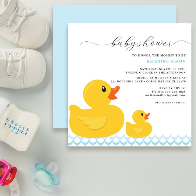 Einladung der Gummi Ducky Baby Duwer | Niedlich (adorable rubber duck baby shower invitation for a gender neutral party)
