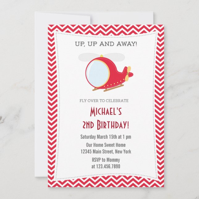 Einladung der Helikopter Geburtstagspartei (Vorderseite)