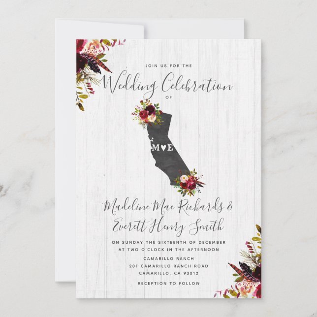 Einladung der Hochzeit in Urlaubsort California St (Vorderseite)