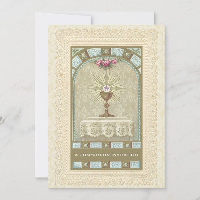 Einladung der Katholischen Vintagen Erstkommune (Vorderseite)