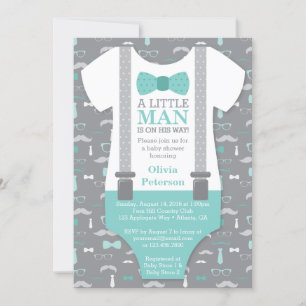 Einladung der kleinen Babydusche, Aquamarin, grau