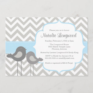 Einladung der kleinen Bird Zickzack Baby Dusche
