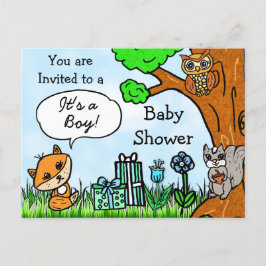 Einladung der kleinen Fox Boy's Baby Shower Postkarte