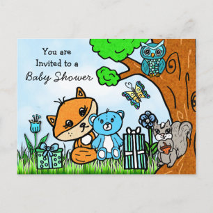 Einladung der kleinen Fox Boy's Baby Shower Postkarte