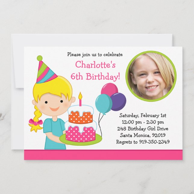 Einladung der kleinen Girl Birthday Party (Vorderseite)