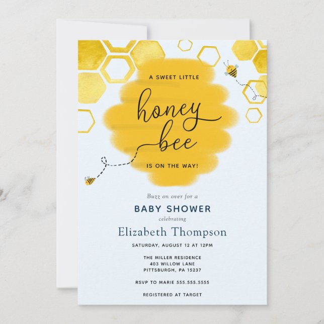 Einladung der kleinen Honey Bee Boy Baby Dusche (Vorderseite)