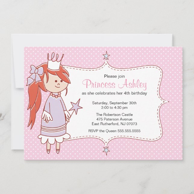 Einladung der kleinen Prinzessin - Rosa (Vorderseite)