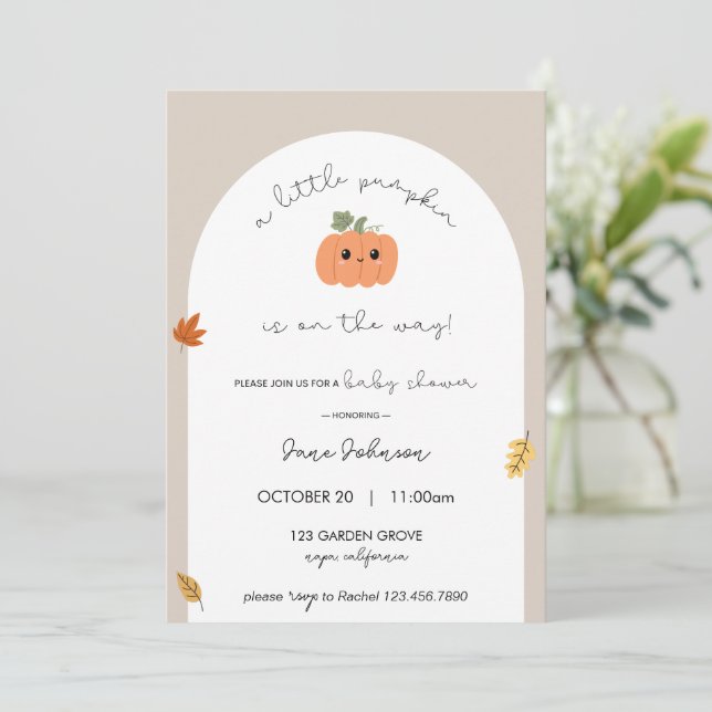 Einladung der kleinen Pumpkin Baby Dusche (Stehend Vorderseite)