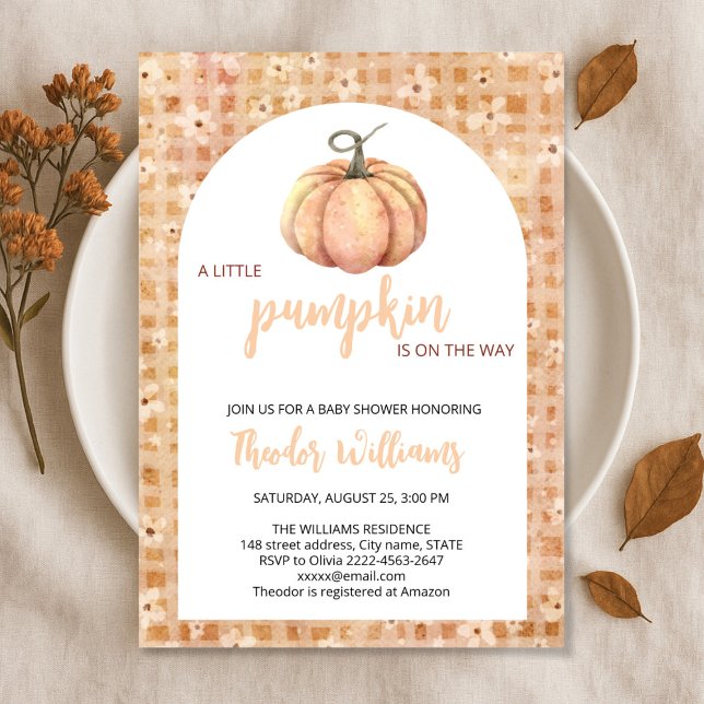Einladung der kleinen Pumpkin Baby Dusche | Herbst (Little Pumpkin Baby Shower Invitation – Fall Autumn Gender Neutral Invite)