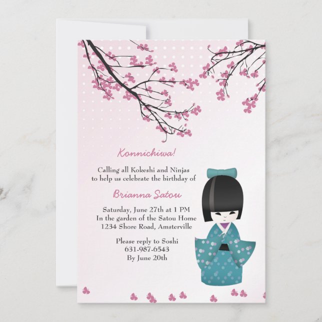 Einladung der Kokeshi Doll (Vorderseite)