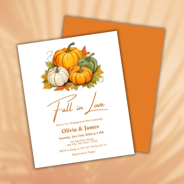 Einladung der Liebe zur Interessengruppe Herbstför (Budget Fall in Love Autumn Rustic Pumpkin Fall Engagement Party Invitation    )