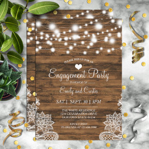 Einladung der Lights Wood and Lace Engagement Part