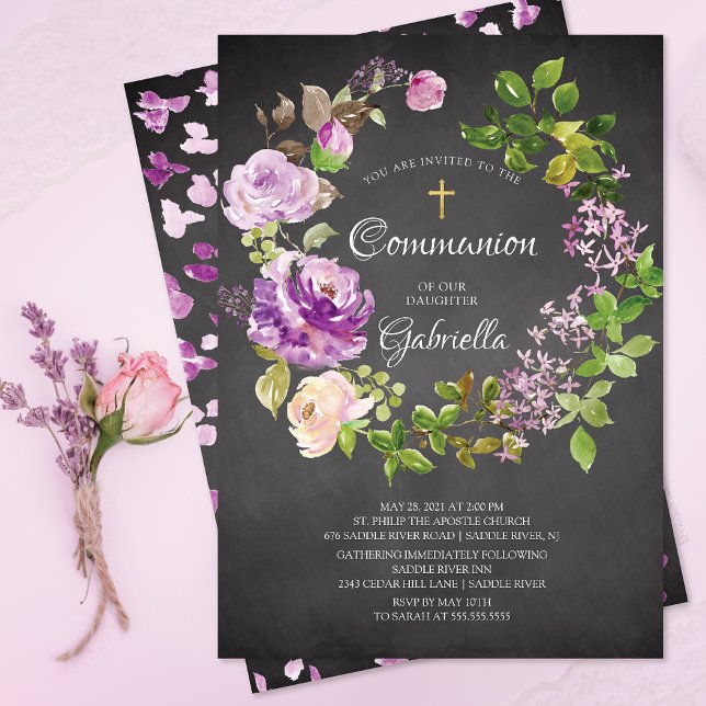 Einladung der lila Peonies Blumenkranz (Von Creator hochgeladen)