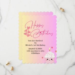 Einladung der Mädchen zum 1. Geburtstag in Rosa
