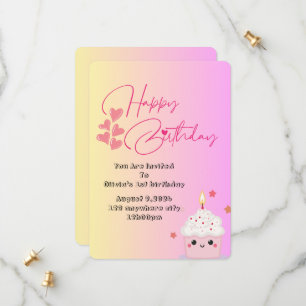 Einladung der Mädchen zum 1. Geburtstag in Rosa
