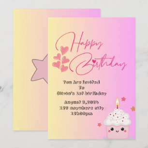 Einladung der Mädchen zum 1. Geburtstag in Rosa