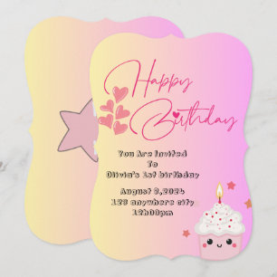 Einladung der Mädchen zum 1. Geburtstag in Rosa