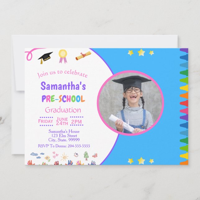 Einladung der Mädchenvorschulabschlusspartei (Vorderseite)