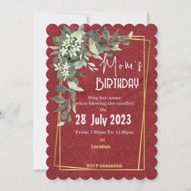 Einladung der Mama zum Geburtstag (Vorderseite)