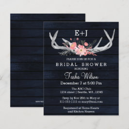 Einladung der Marine Floral Antler Bridal Dusche