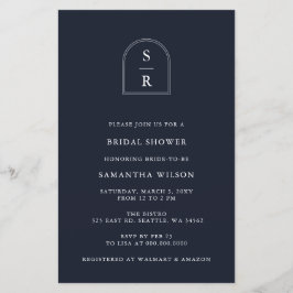 Einladung der Marine Monogram Bridal Shower